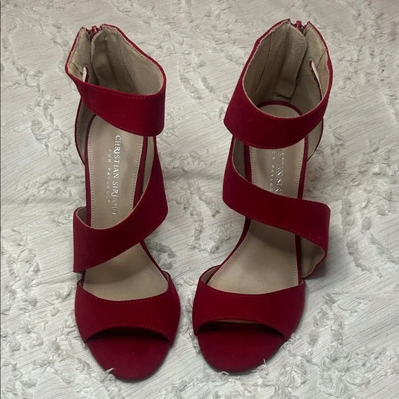 Christian Siriano Red Strappy Heels - Picture 3 of 14